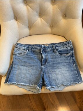 Kut from the Kloth Light Denim Frayed Hem Shorts